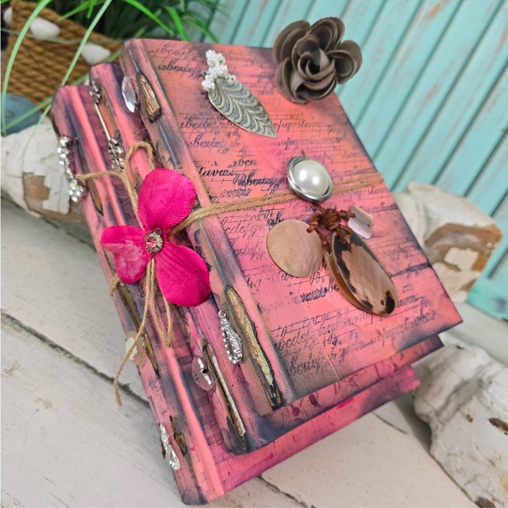Altered Book Set, Farmhouse Decor,Book Stack, Vintage Books